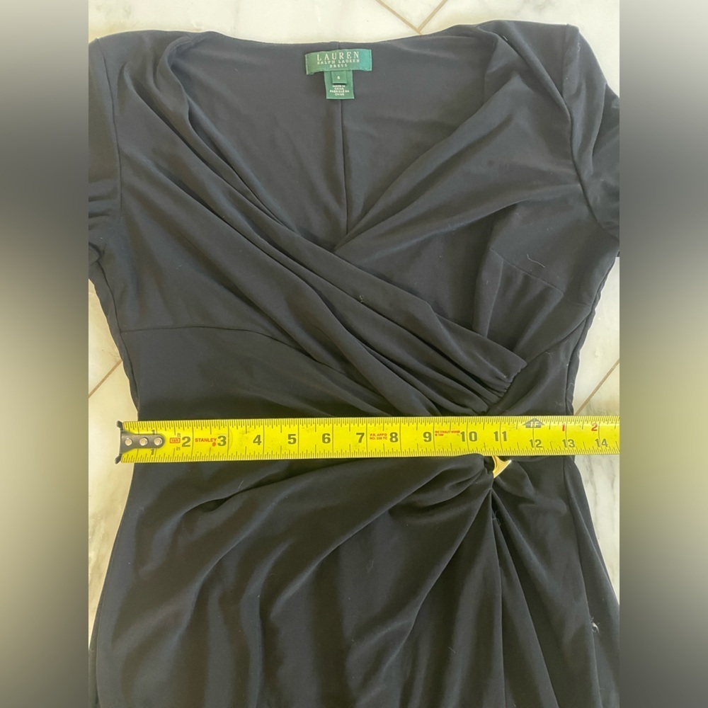 Lauren Ralph Lauren Women’s faux wrap black midi long sleeve dress size 6 - Picture 4 of 8